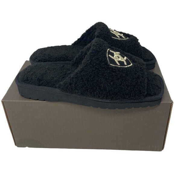 NEW Ariat Cozy Slippers Black Women Size 9 Sandals Slides Style Polyester NIB - Picture 1 of 12